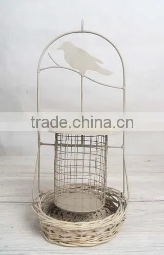 Decorative Metal Peanut Bird Feeder With Willow Tray for Hanging or Standing (46-459) photo-2