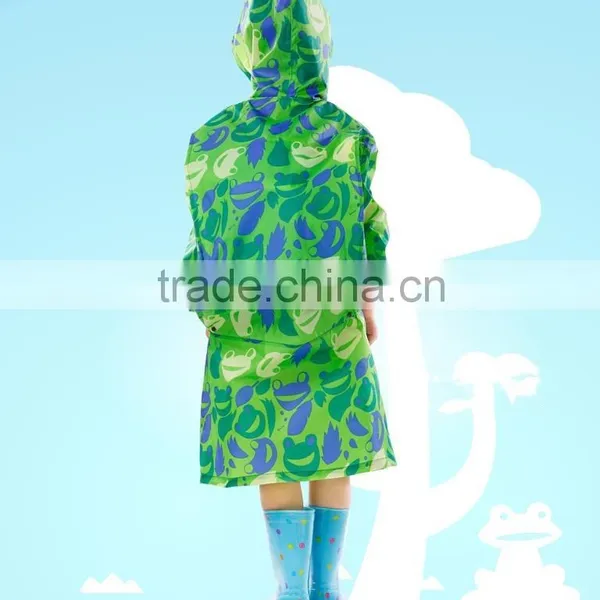 Fashion Student Long Green Transparent Brim Raincoat With Backpack Place photo-2