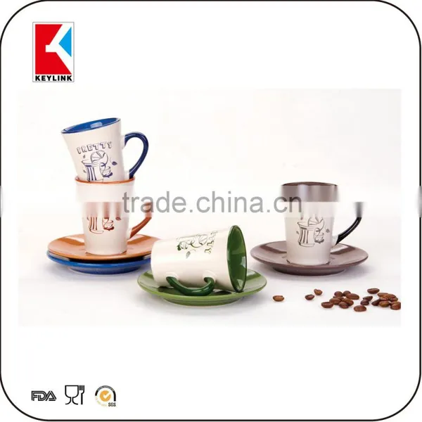 China Factory 12pcs Mix Color Glazed Coffee Cup Ceramic Tea Cup and Saucer Stands photo-6