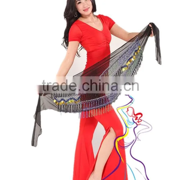 SWEGAL Tassels Belly Dance Hip Scarf,professional Egyptian Belly Dance Scarf SGBDJ13035 photo-4