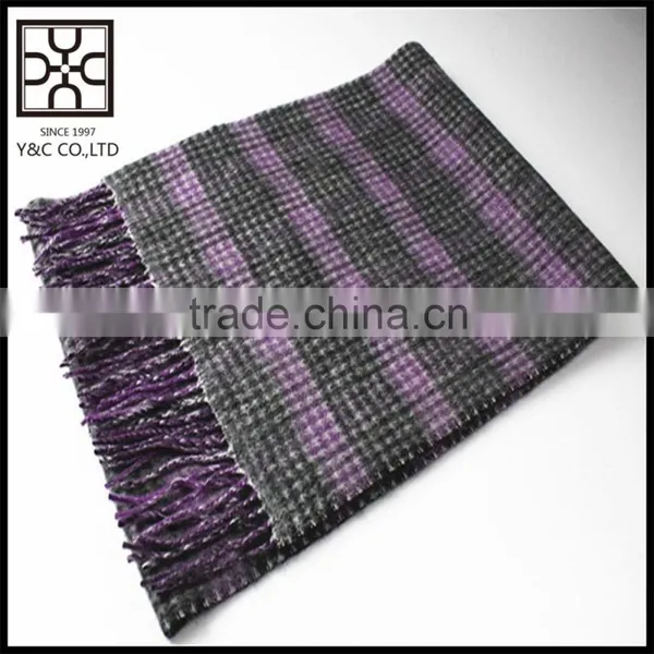 Double Sided Checked Wool Plain Scarf With Fringe photo-3