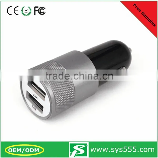 High Quality Promotional Wholesale 2.1A Metal Mini Dual Port Car Charger photo-2
