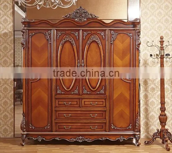 2016 Yumian Luxury European Type Classic Style Bedroom Set Bed Bedside Table Wardrobe Dressing Table Commode photo-4