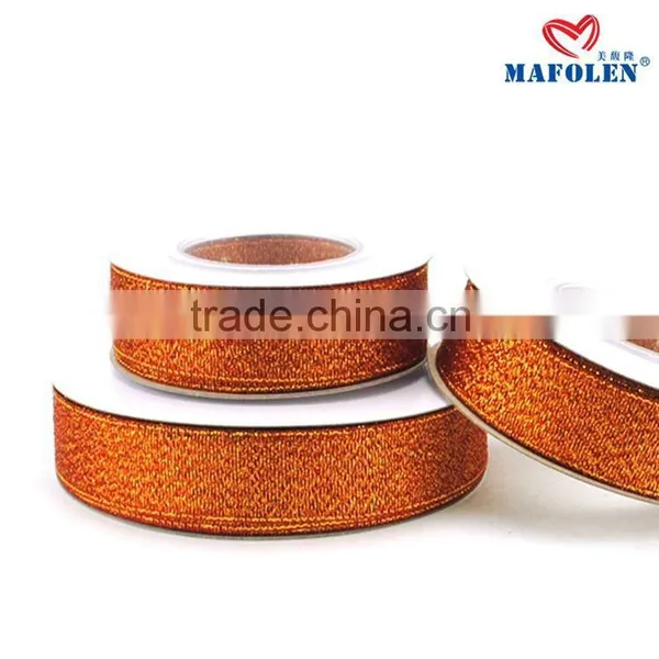 Kinds of ribbon wholesale xmas decorations red wired glitter metallic ribbon
