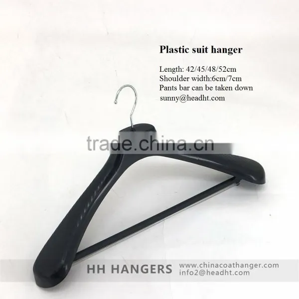 High Quality Black Plastic Suit Hanger With Pant Bar photo-2