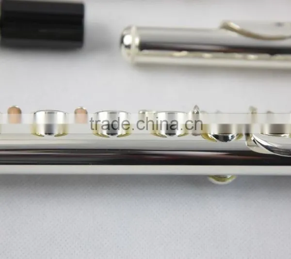 16 Holes Closed Key Silver Plated Flute for Children Double Mouthpiece photo-3