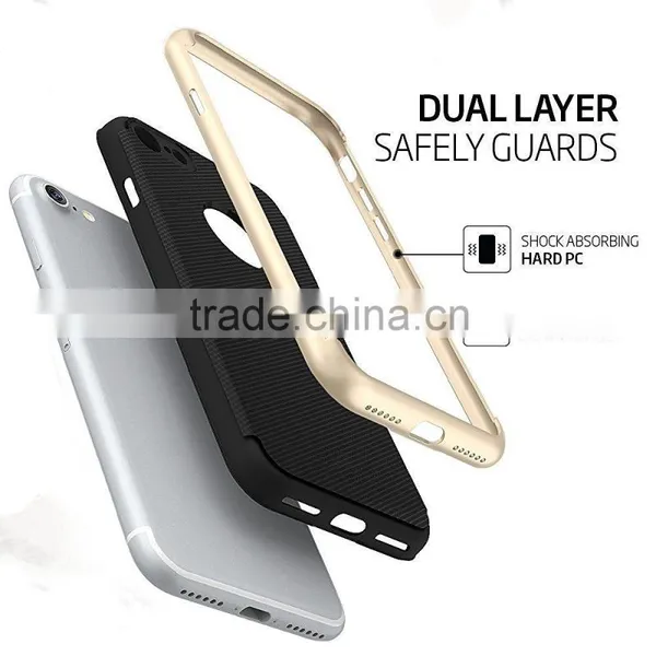Dual Layer Inner TPU + PC Thin Fit Bumper Case With Protective Carbon Fiber Grip Back Pattern For IPhone 7 photo-4