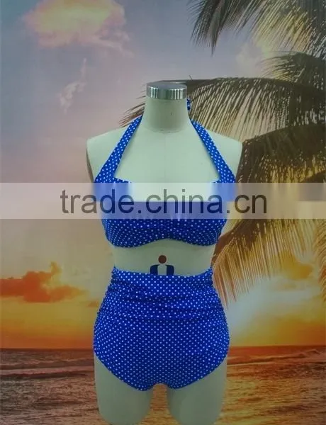 New Arrival Dot Print Fashion Retro High Waist Bikini photo-5