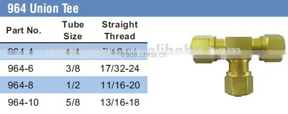 964 Union Tee,Air Brake Fittings for Nylon Tube, Brass Valve photo-6