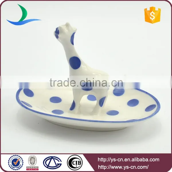 Handmade Custom Sika Deer Embossed Wedding Ceramic Ring Dish photo-4