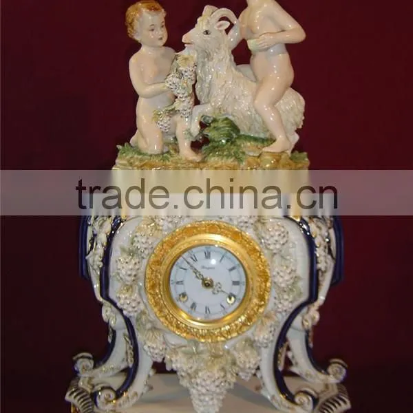 Pottery Home Decoration Art, Living Room Ceramic Desk Clock, Elegant Flower Ceramic Box Embedded Desk Clock photo-6