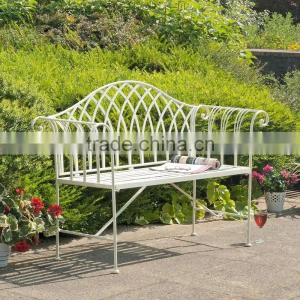 Courtyard Antirust Wrought Iron Blcak Bench photo-4