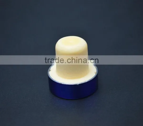 Blue Aluminum Cap With Synthestic Cork Wine Bottle Stopper photo-5