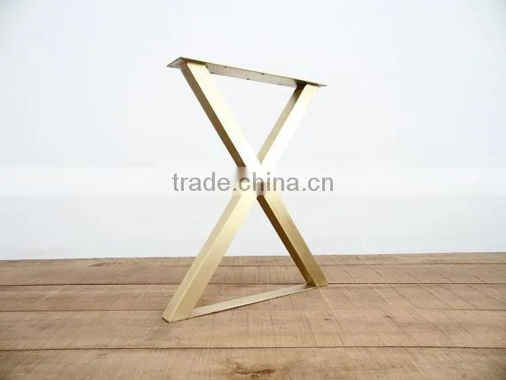Best Quality Furniture Stainless Steel Polishing Finished X Shape Wood Table Leg photo-3