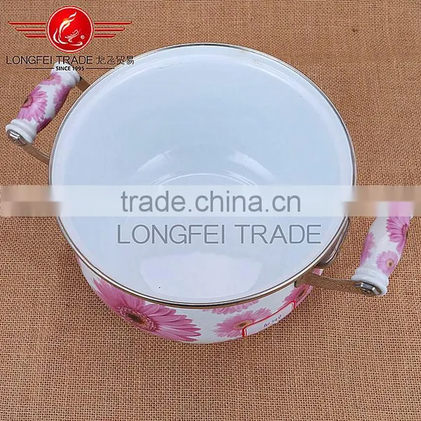 Decal Full Flower Cast Iron Stew Pot Enamel Cookware Pot With Rivetyed Handle photo-5