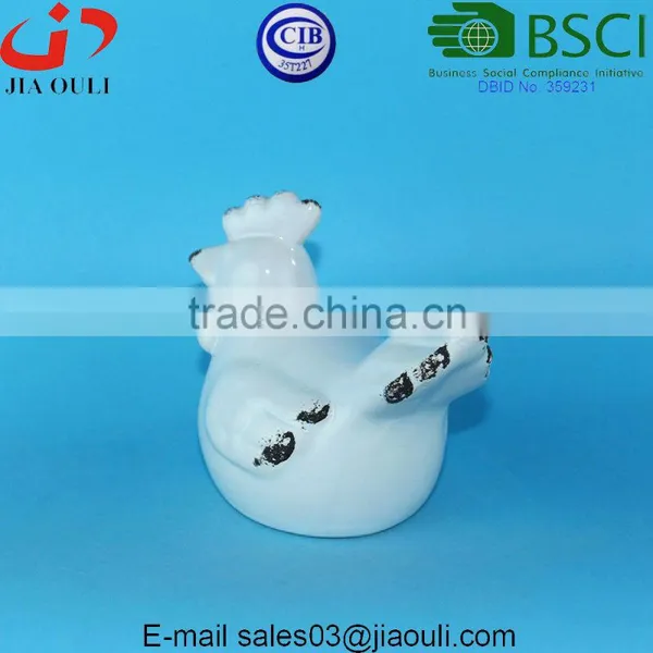 BSCI Audit Factory Decorative Ceramic Chicken Antique White Ceramic Rooster photo-4