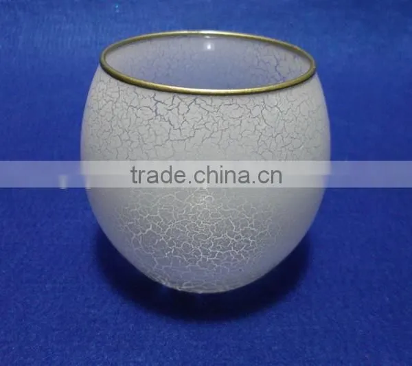 Craft Tealight Sand Blast Golden Edge Glass Cup Candle Holder photo-2