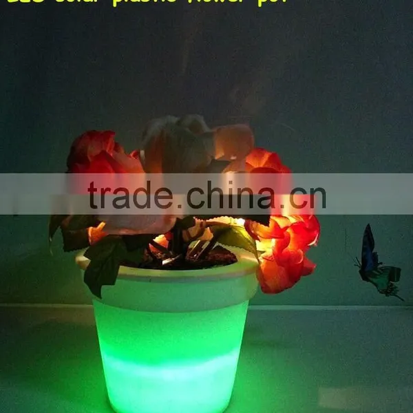 Cheap Home Decoration Plastic PE Solar Led Light Garden Flower Pot photo-4