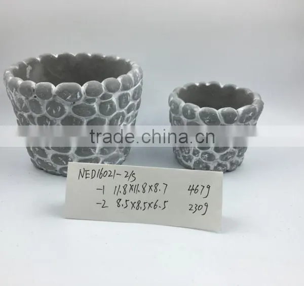 Round Cement Flower Pot for Decorative photo-3