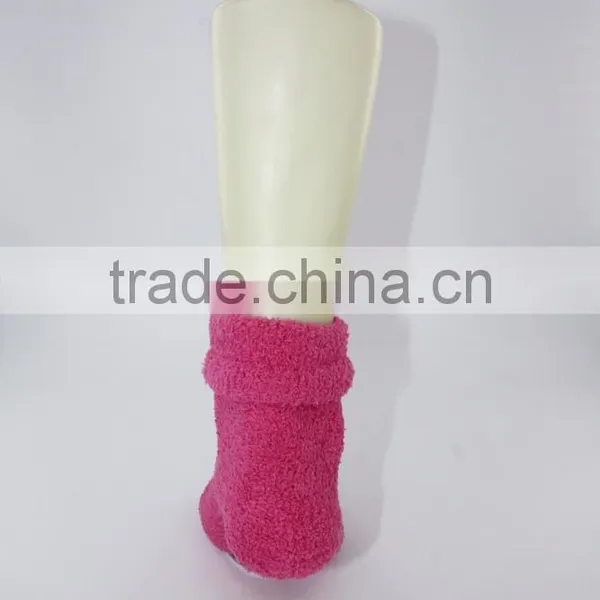 Anti Slip Polyester Chenille Cozy Fuzzy Folded Cuff Socks Women photo-3