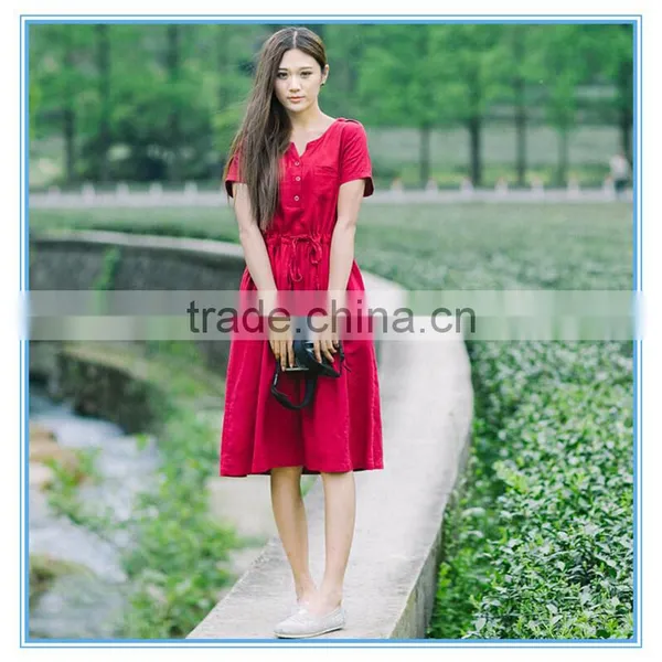 New Fashion Casual Linen Dresses Women Summer of Good Quality photo-2