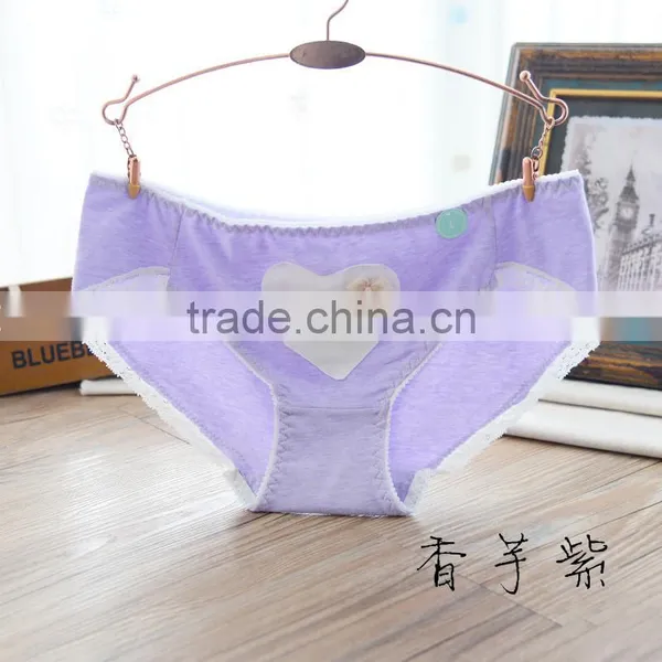 Women Low Waist Cotton Underwear Lace Love Students Teen Girls Briefs Panty photo-4