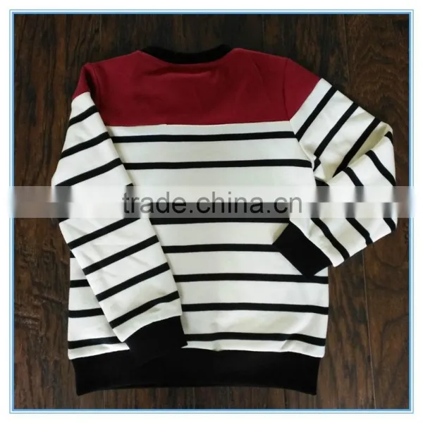 Kids Polyester Cotton Fabric Crewneck Sweatshirt, Long Sleeve Strip Shirts photo-2