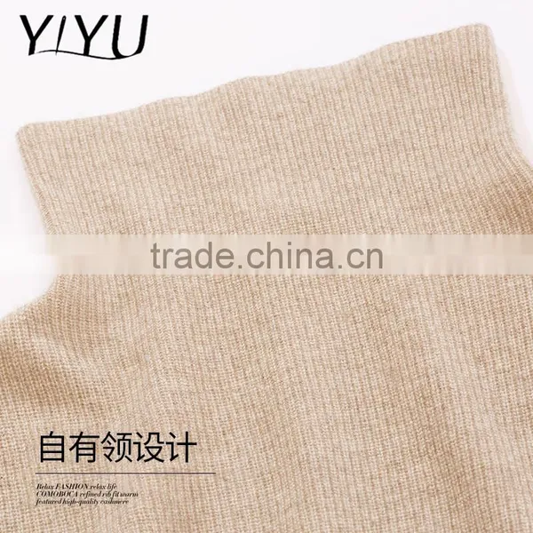 OEM Factory Price Women Turtleneck Color Block Knit Cashmere Sweater photo-5
