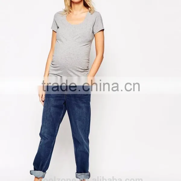 Women Slim Fit Scoop Neck Maternity Tee Shirt Wholesale Blank Maternity Nursing t Shirts photo-4