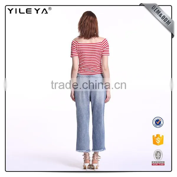 OEM Services Stripe+short+sleeve+t-shirt+tops+for+women+2016,female Tshirts photo-5