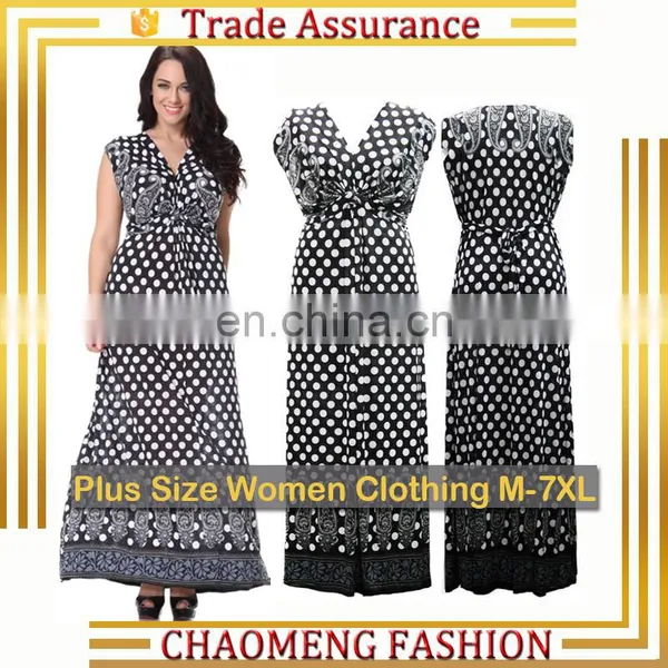 3087# Women Sundress Polka Dot Boho Beach Ladies Casual One Piece Bohemian Summer Long Dress Plus Size