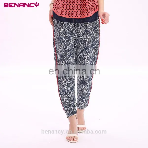 New Design Customized Leaf Print Casual Rayon Boho Harem Trouser Pants photo-4