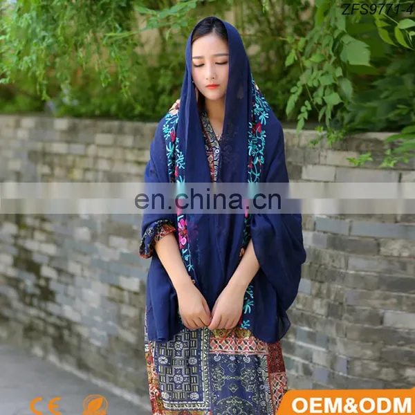Head Scarf Style Length and Embroidered Design Muslim Scarf Hijab