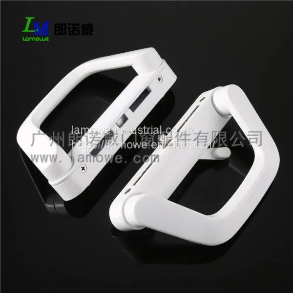 Double Style Zinc Alloy Sliding Door Handle Lock With Key Powder Coated for Black and White photo-2