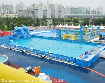 Hotsale 0.9MM PVC Outdoor Giant Above Ground Rectangle Water Park Type Metal Frame Pool