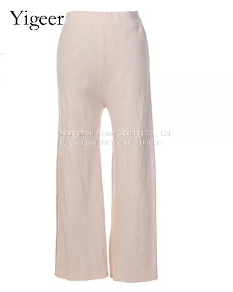 Long Cotton Knitted Pure Color Casual Pants