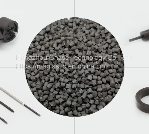 Hard-Ferrite Bonded Magnetic Compounds
