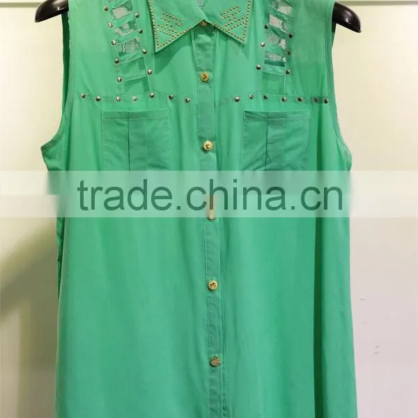 Mesh Panel Chiffon Top Wtih Sequin