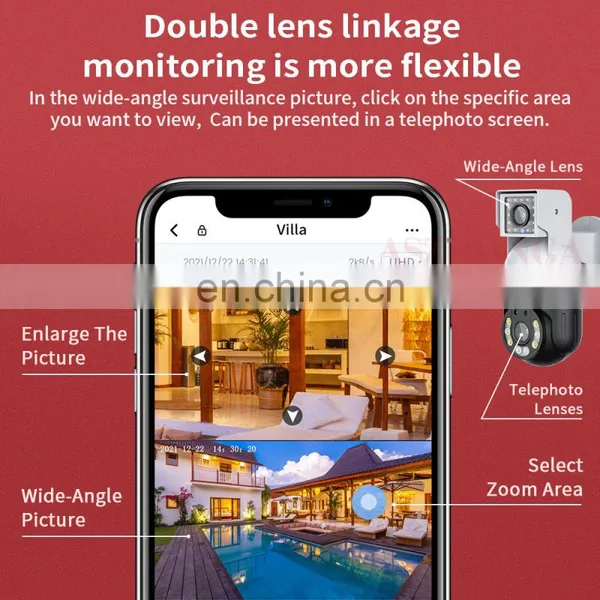 Dual-lens Camera Bullet and PTZ 2-in-1 Home Security IP Network CCTV 1080P Wireless WiFi Camera Outdoor Waterproof 2-way Audio photo-5