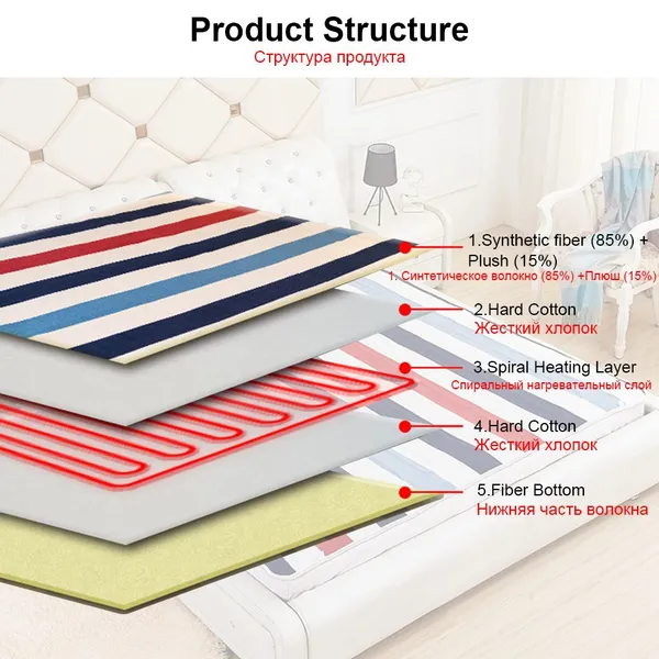 Rainbow 150*180cm Single Electric Blanket Pad Heating Bed Mat Winter Body Warmer Thermostat Under Blankets Heater 230V EU Plug photo-5
