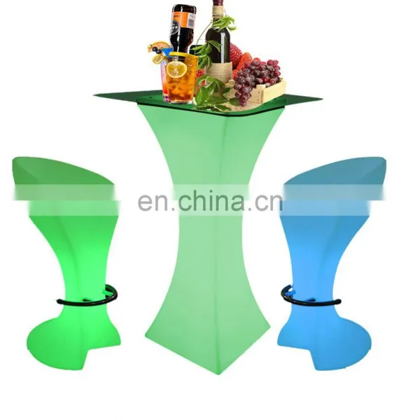 KTV Table and Chair Set /Led PE Light Up Chair for Restaurant Discotheque Pub Used Glowing Bar Table photo-5