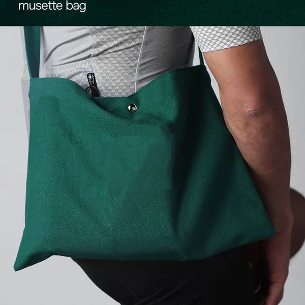 Cycling Musette Bag With Long Strap Traveling Shopping Black Cotton Canvas Shoulder Crossbody Food Bags photo-3