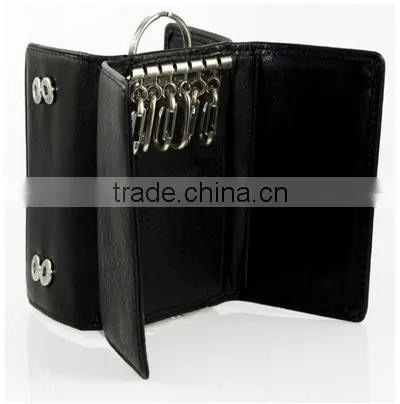 Wholesale Fashion Double Key Case With Hooks Genuine Leather Keychain photo-3