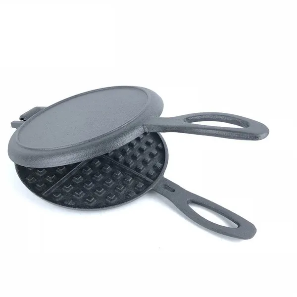 Cast Iron Waffle Maker [ Made in China ] Nonstick Seasoned Coating, Portable DIY Waffle Maker for Kitchen and Camping