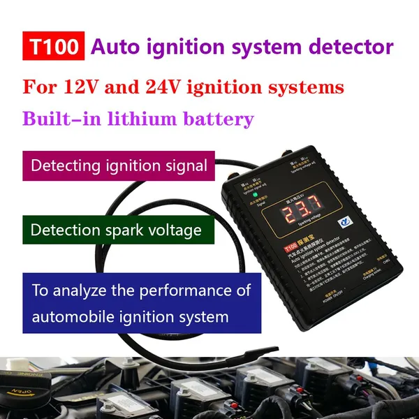Auto Ignition System Detector 0-50KV Car Sparking Voltage Tester Portable 12V 24V COP Cylinder Ignition Error Analyzer