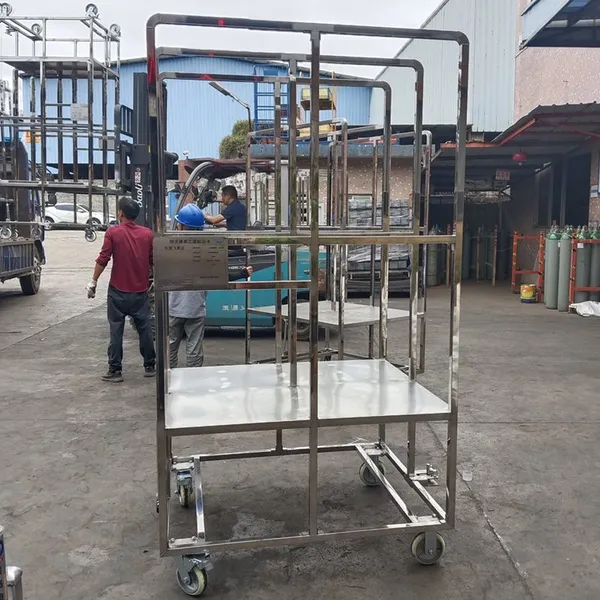 Corrosion-Resistant Metal Container Trolley for Food Processing Plants