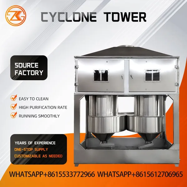 PP Anti-corrosion Cyclone Spray Tower Acid Alkali Chemical Waste Gas Neutralization Equipment Matching Activated Carbon Box photo-2