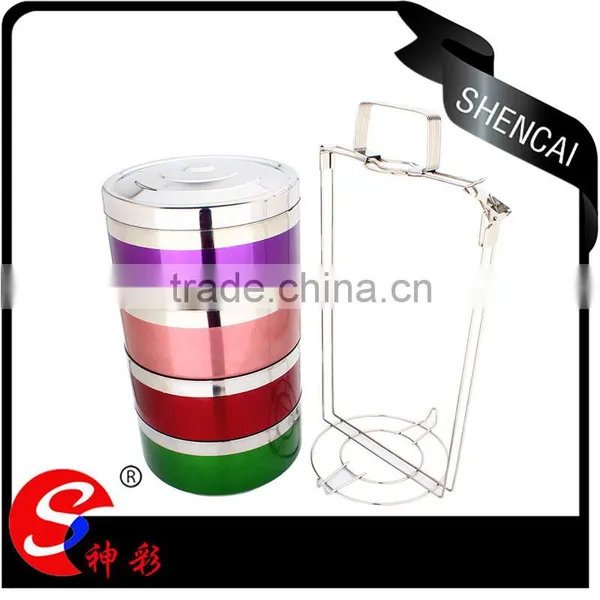Metal Stainless Steel 4 Layers Compartment Lunch Box/ Hand Pot With Foldable Handle/ Food Carrier photo-4