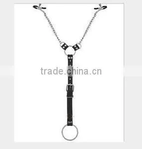 Men Breast Clip Bondage Restraints Adult Sex Toy Faux Leather HK096