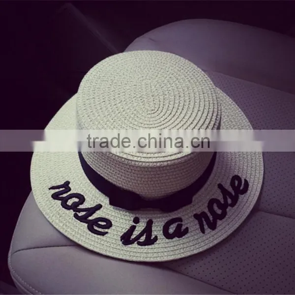 Crocheted Raffia Straw Sun Hat, Wide Brim Floppy Beach Hat photo-4